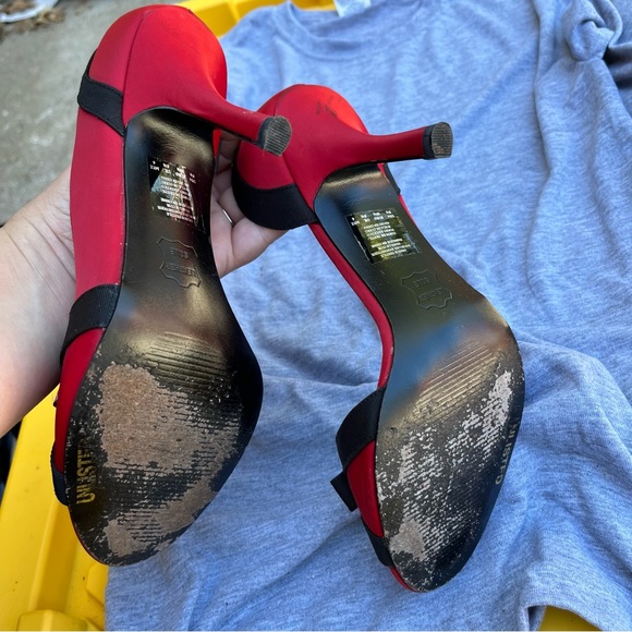 Unlisted Red and Black Bow Peep-toe Heels - Picture 5 of 7